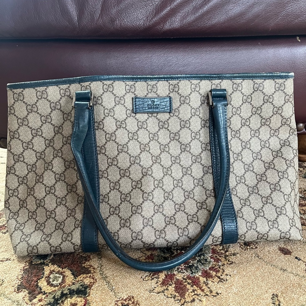 Gucci Beige and Blue Tote Bag
